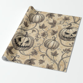  Halloween pompoen wijnpatroon Cadeaupapier