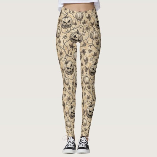  Halloween pompoen wijnpatroon Leggings (Voorkant)