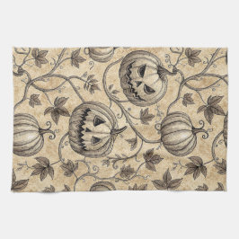  Halloween pompoen wijnpatroon Theedoek