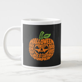 Halloween Pompoen Woord Kunst Mok 