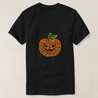 Halloween Pompoen Woord Kunst T-Shirt
