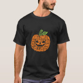 Halloween Pompoen Woord Kunst T-Shirt (Voorkant)