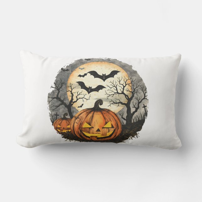 Halloween Pompoen Worp Kussen – Griezeldécor (Voorkant)