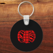 Halloween Pompoen Zebra Geruit Buffalo Voor Vrouwe Sleutelhanger (Voorkant)