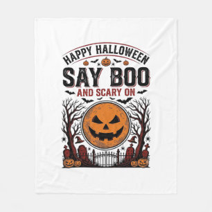 Halloween Pompoen Zegt Boe Bang Oud_1 Fleece Deken