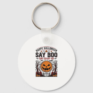 Halloween Pompoen Zegt Boe Bang Oud_1 Sleutelhanger