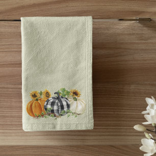 Halloween Pompoen Zonnebloem Buffalo Plaid Bad Handdoek