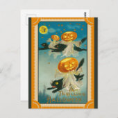 Halloween  pompoen zwart cat briefkaart (Voorkant / Achterkant)