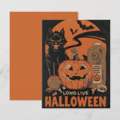  Halloween Pompoen Zwart Kat Feestdagenkaart (Voorkant / Achterkant)