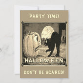 Halloween Pompoen Zwart Kat Party Sepia In Kaart (Voorkant)