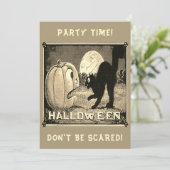 Halloween Pompoen Zwart Kat Party Sepia In Kaart (Staand voorkant)
