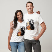 halloween pompoen zwarte kat t-shirt (Unisex)