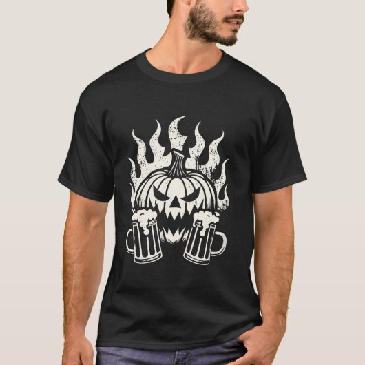 Halloween pompoenbier Spooky Party Drink ontwerp T-shirt (Voorkant)