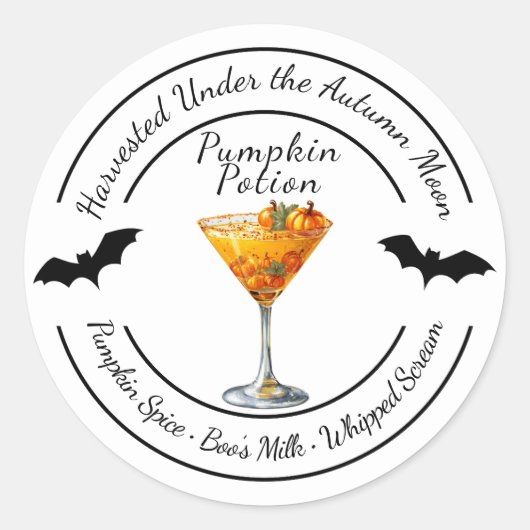 Halloween | pompoencocktail | Spooky Herfst Drink Ronde Sticker (Voorkant)