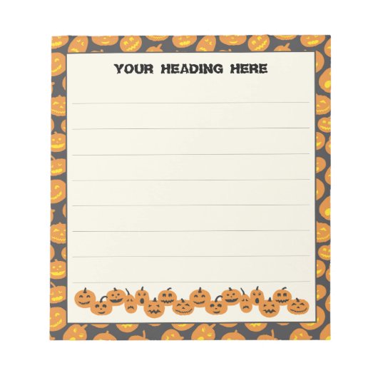 Halloween pompoenen aangepaste notitieblok (Voorkant)