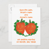 Halloween pompoenen Bewaar de datum bruiloft brief Aankondigingskaart (Voorkant / Achterkant)