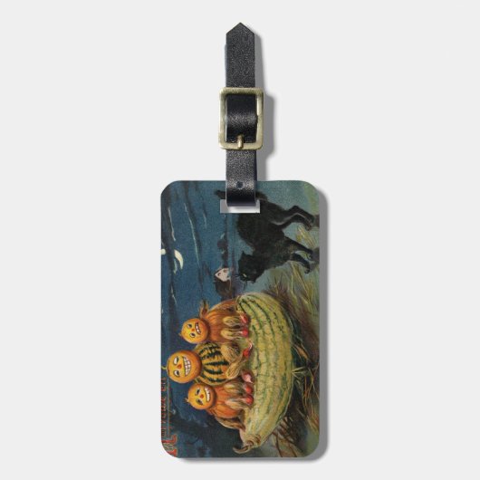 Halloween pompoenen Black Cat Bagagelabel (Voorkant verticaal)