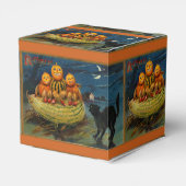 Halloween pompoenen Black Cat Bedankdoosjes (Achterkant)