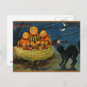  Halloween pompoenen Black Cat Briefkaart (Voorkant / Achterkant)