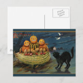  Halloween pompoenen Black Cat Briefkaart (Voorkant / Achterkant)