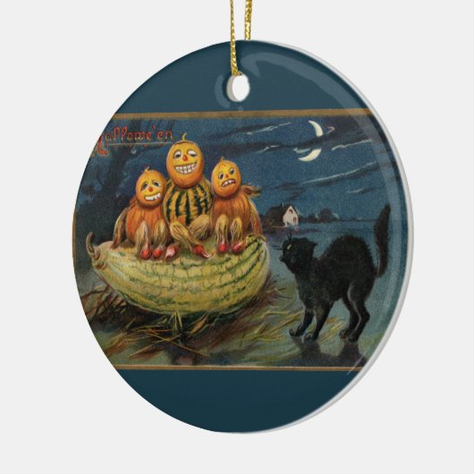  Halloween pompoenen Black Cat Keramisch Ornament (Links)