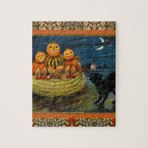  Halloween pompoenen Black Cat Legpuzzel
