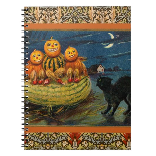 Halloween pompoenen Black Cat Notitieboek (Voorkant)
