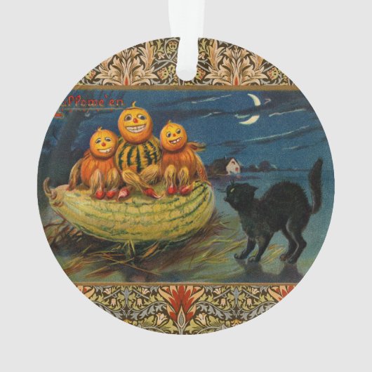  Halloween pompoenen Black Cat Ornament (achterkant)