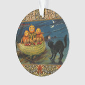  Halloween pompoenen Black Cat Ornament (voorkant)