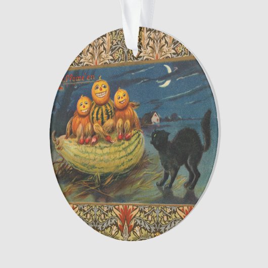 Halloween pompoenen Black Cat Ornament (voorkant)