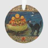  Halloween pompoenen Black Cat Ornament (voorkant)