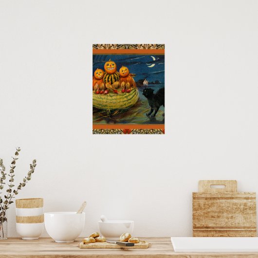  Halloween pompoenen Black Cat Poster (Keuken)