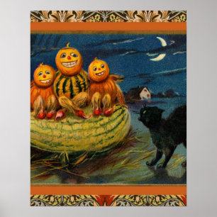  Halloween pompoenen Black Cat Poster