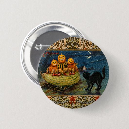  Halloween pompoenen Black Cat Ronde Button 5,7 Cm (Voorkant /achterkant)