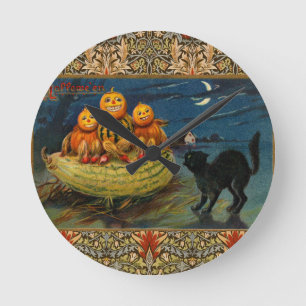  Halloween pompoenen Black Cat Ronde Klok