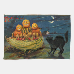 Halloween pompoenen Black Cat Theedoek