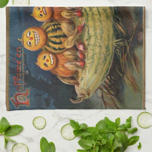  Halloween pompoenen Black Cat Theedoek (Gevouwen)