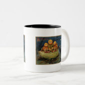  Halloween pompoenen Black Cat Tweekleurige Koffiemok (Voorkant rechts)