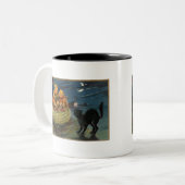 Halloween pompoenen Black Cat Tweekleurige Koffiemok (Voorkant links)