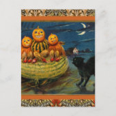  Halloween pompoenen Black Cat Uitnodiging Briefkaart (Voorkant)