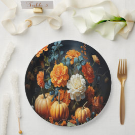 Halloween pompoenen bloemen papieren bordje