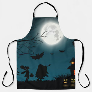Halloween Pompoenen: Donker Kasteel Blauwe Maan Schort