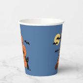 Halloween pompoenen en Black Cat Blue Papieren Bekers (Links)