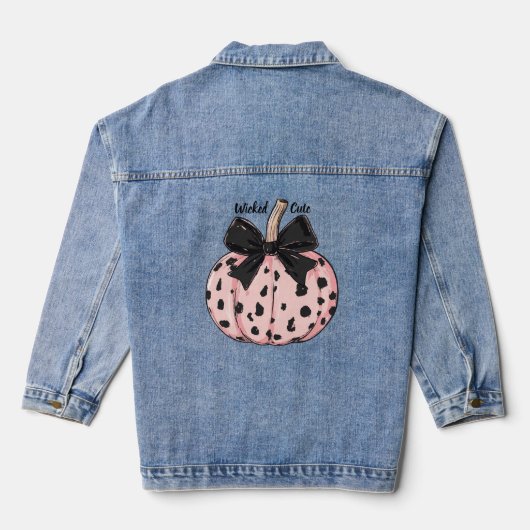 Halloween pompoenen en bogen roze Coquette Denim Jacket (Achterkant)