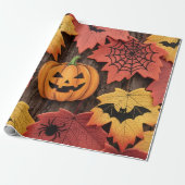 Halloween pompoenen en herfstbladeren wikkelen pap cadeaupapier (Uitgerold)