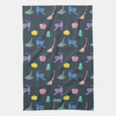 Halloween pompoenen en katten, aanpasbaar theedoek (Verticaal)