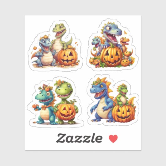 Halloween pompoenen en schattige dinosaurussen sticker (Vel)