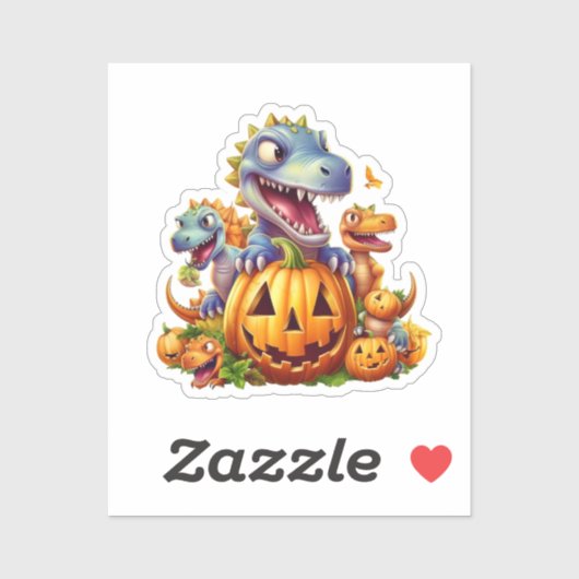 Halloween pompoenen en schattige dinosaurussen sticker (Vel)