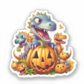 Halloween pompoenen en schattige dinosaurussen sticker (Voorkant)