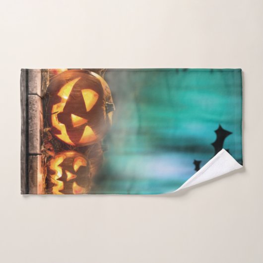 Halloween pompoenen en vleermuizen bad handdoek (Handdoek)